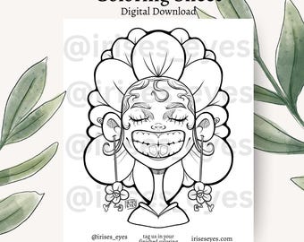 Blumen Mädchen Malvorlage | 8x10 Floral Art (Digitaler Download)