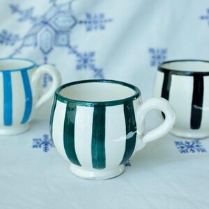 Striped Round Shaped Mugs - Handmade Moroccan Ceramic Coffee Mugs