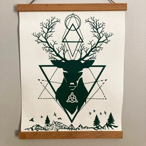 Celtic Stag Screen Printed 12X15 inch Poster