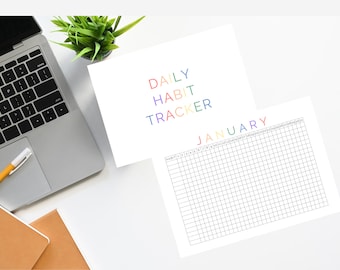 Daily Habit Tracker Printable PDF | Habit Tracker Journal | Habit Tracker Spreadsheet Calendar | Weekly Habit Tracker Daily Monthly Chart |