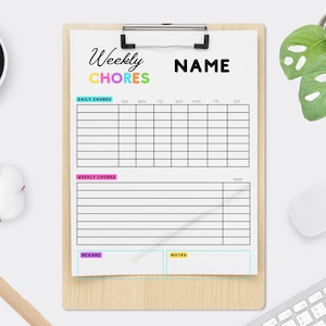 Kids Chore Chart | Chore Chart Printable | Family Chore Chart | Customized Chore Chart | Kids Routine Chart | Reward Chart | Toddler Routine