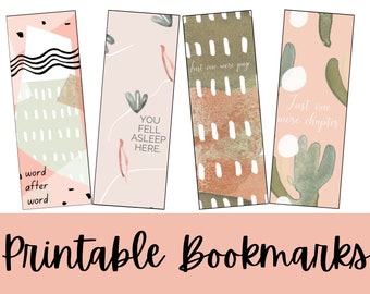 Boho Earth Tones Printable Bookmarks | Digital Bookmarks | Bookmarks for Adults | Book Lovers Gifts | Printable Bookmark |