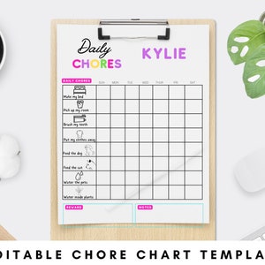 Kids Chore Chart | Chore Chart Printable | Family Chore Chart | Customized Chore Chart | Kids Routine Chart | Reward Chart | Toddler Routine
