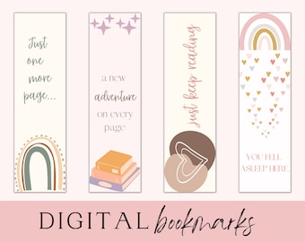 Boho utskrivbara bokmärken | Digitala bokmärken | Bokmärken för vuxna | Presentidé för bokälskare | Utskrivbart bokmärke | Digitalt bokmärke |