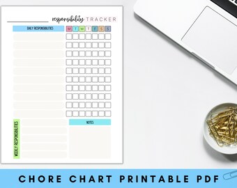 Kids Chore Chart | Chore Chart Printable | Family Chore Chart | Responsibility Chart | Kids Routine Chart | Reward Chart | Toddler Routine