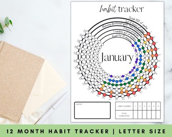 Monthly Habit Tracker Printable PDF | Habit Tracker Journal | Habit Tracker Spreadsheet Calendar | Daily Habit Tracker Daily Chart |