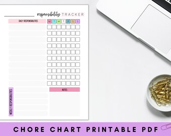 Kids Chore Chart | Chore Chart Printable | Family Chore Chart | Responsibility Chart | Kids Routine Chart | Reward Chart | Toddler Routine