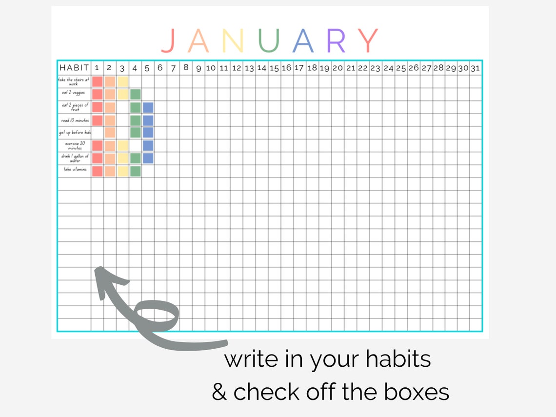 Daily Habit Tracker Printable PDF Habit Tracker Journal Habit Tracker