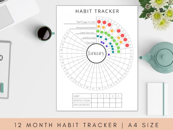 A4 Monthly Habit Tracker Printable PDF Habit Tracker Journal | Etsy