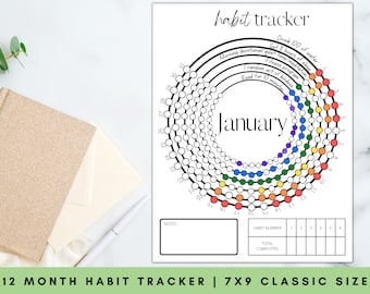 Monthly Habit Tracker Printable PDF | Habit Tracker Journal | Habit Tracker Spreadsheet Calendar | Daily Habit Tracker Daily Chart |