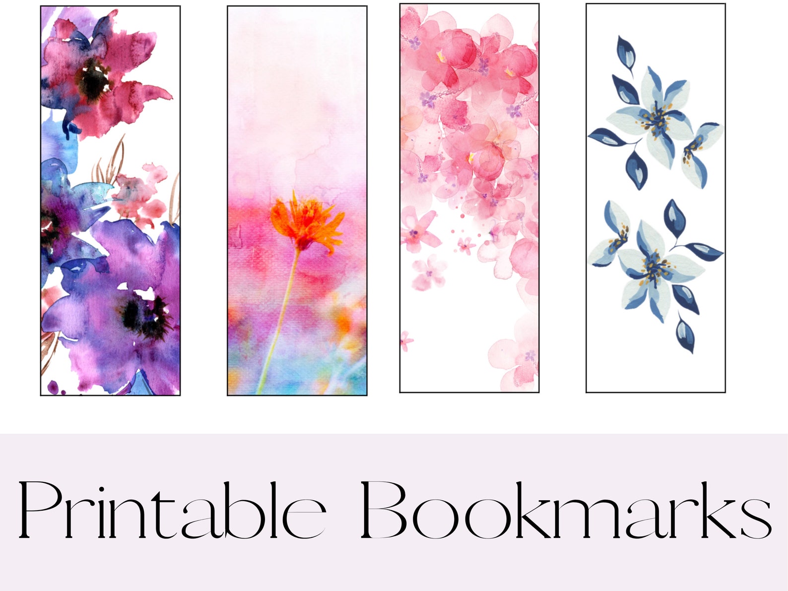 Watercolor Floral Printable Bookmarks | Digital Bookmarks | Bookmarks ...