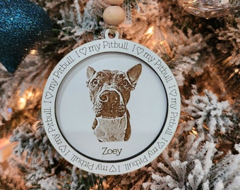 Dog Ornament || Laser Engraved Photo