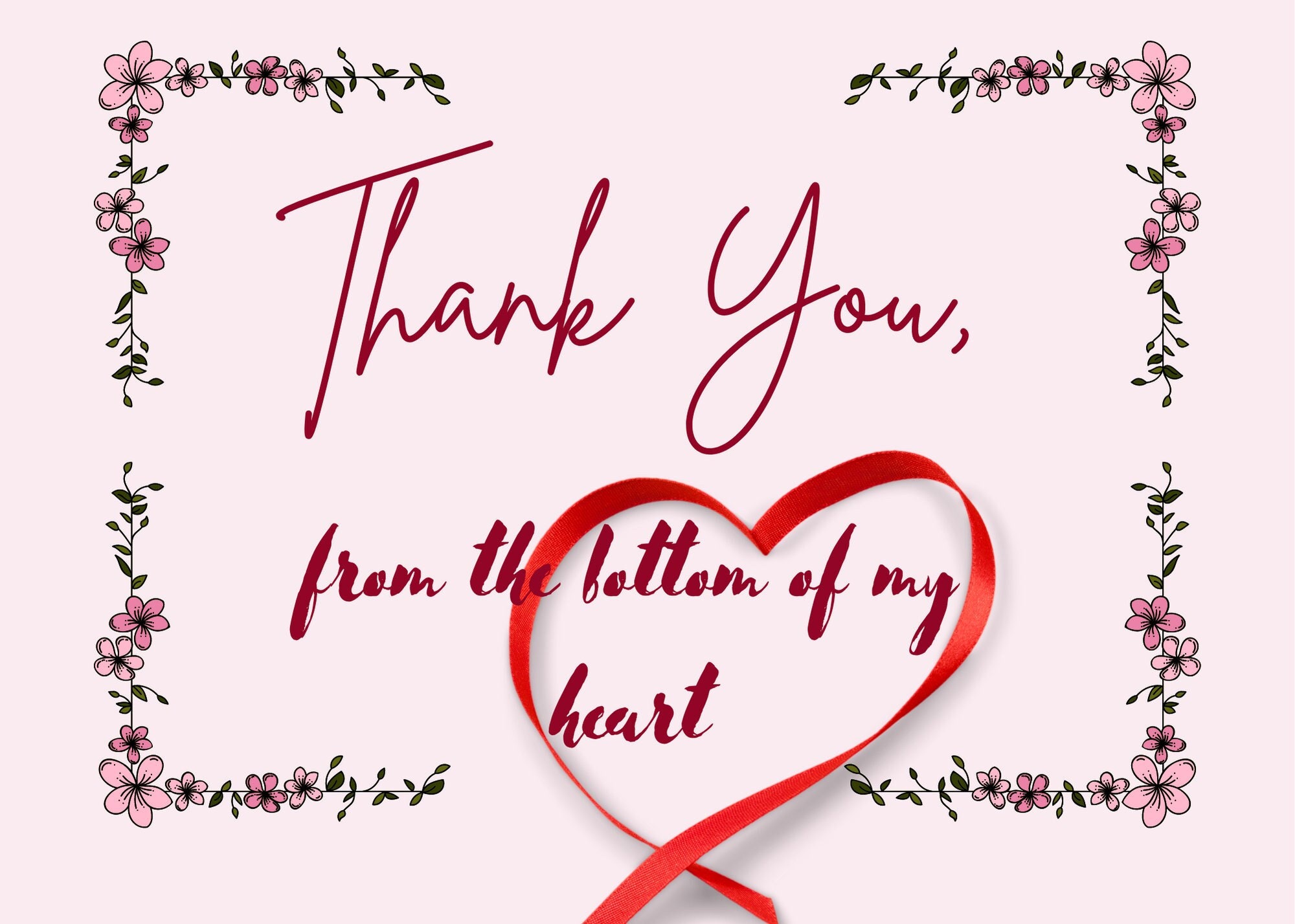 Thank You From the Bottom of My Heart Card, 5x7in (Download Now) - Etsy