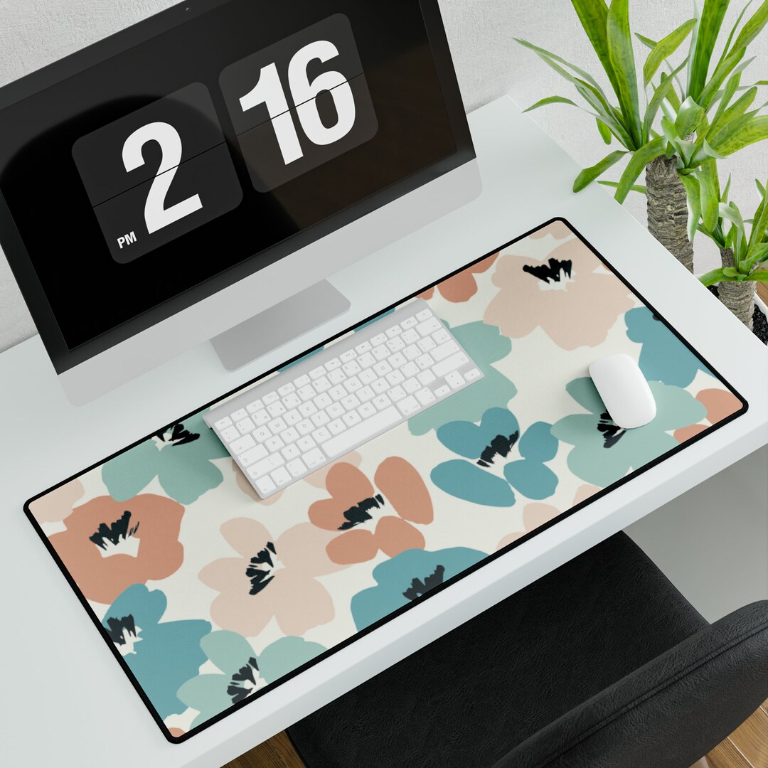 Retro Floral Desk Mat, Desk Mats, Desk Pad, Desk Protector, Workspace ...