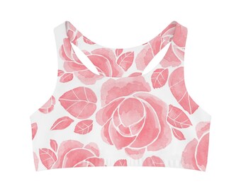 Sujetador deportivo sin costuras con estampado floral (AOP)