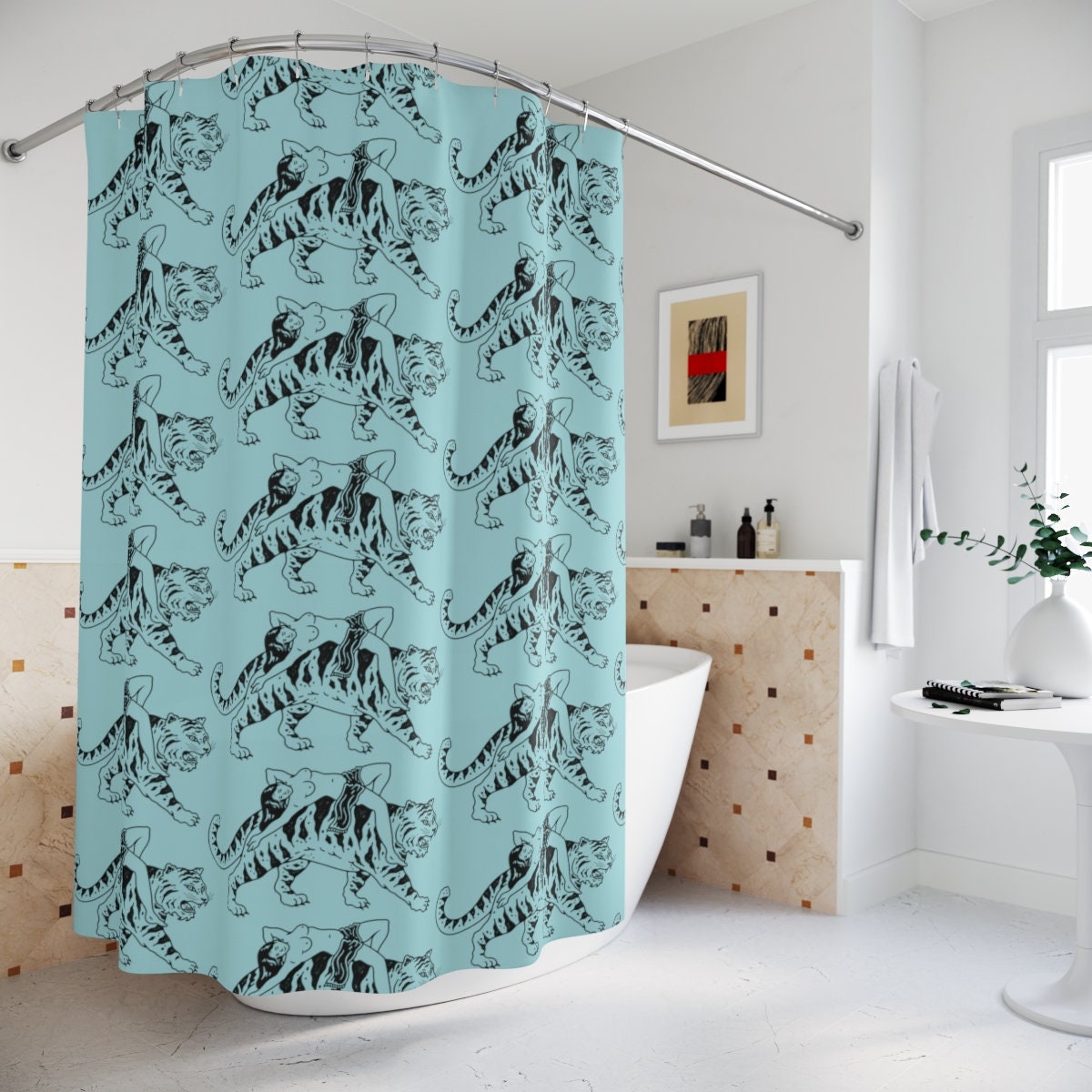 Tiger Waterproof Polyester Fabric Shower Curtain 90x180 Cm うのにもお得な