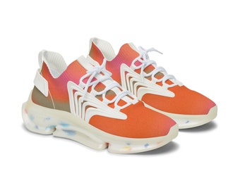 Zapatillas deportivas de malla con degradado de verde a naranja para mujer