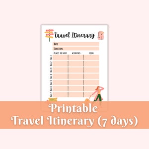 Itinerário de viagem ilustrado para impressão