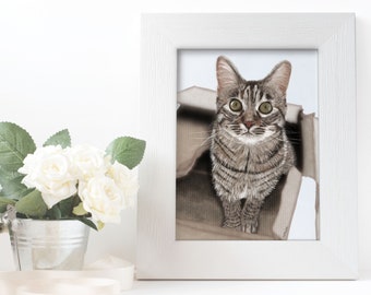 Custom cat, custom portrait, personalized gift, custom gift, pet illustration, cat illustration, cat gift, pet portrait, original gift