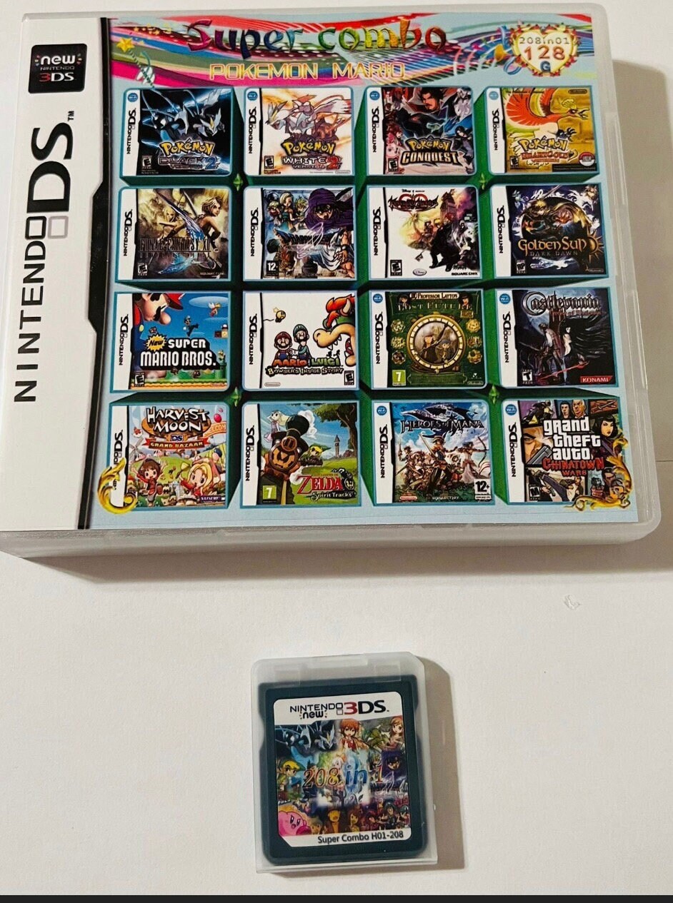  208 in 1 MULTI CART Super Combo Video Games Cartridge Card for  Nintendo DS NDS 3DS XL 3DSXL 2DS NDSL NDSI : Video Games