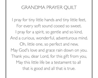 Pocket Quilt Label for New Grandparent Gift for Christmas Mini Prayer Quilt Label for Baby Shower Gift Grandma Prayer for Baby Blessing