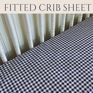 Navy Gingham Crib Sheet Etsy