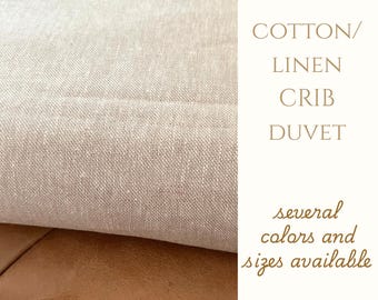 Gender Neutral Nursery Linen Duvet for Crib Gift for Baby Shower Gift for New Mom Gift Cotton Linen Duvet for Custom Nursery Baby Bedding