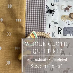 Beginner Quilter Baby Quilt Kit Whole Cloth Quilt Kit for Baby Shower Gift Quilt Piece Animal Alphabet Quilt Kit ABC Nursery Baby Crib Quilt