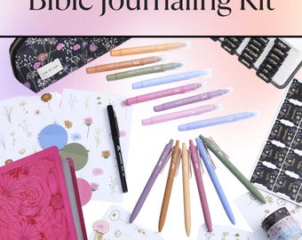 Bible Gift Set for Christian Journaling Supply Kit New Living Translation Pink Garden Themed Bible Highlighters for Prayer Bible Gift Box