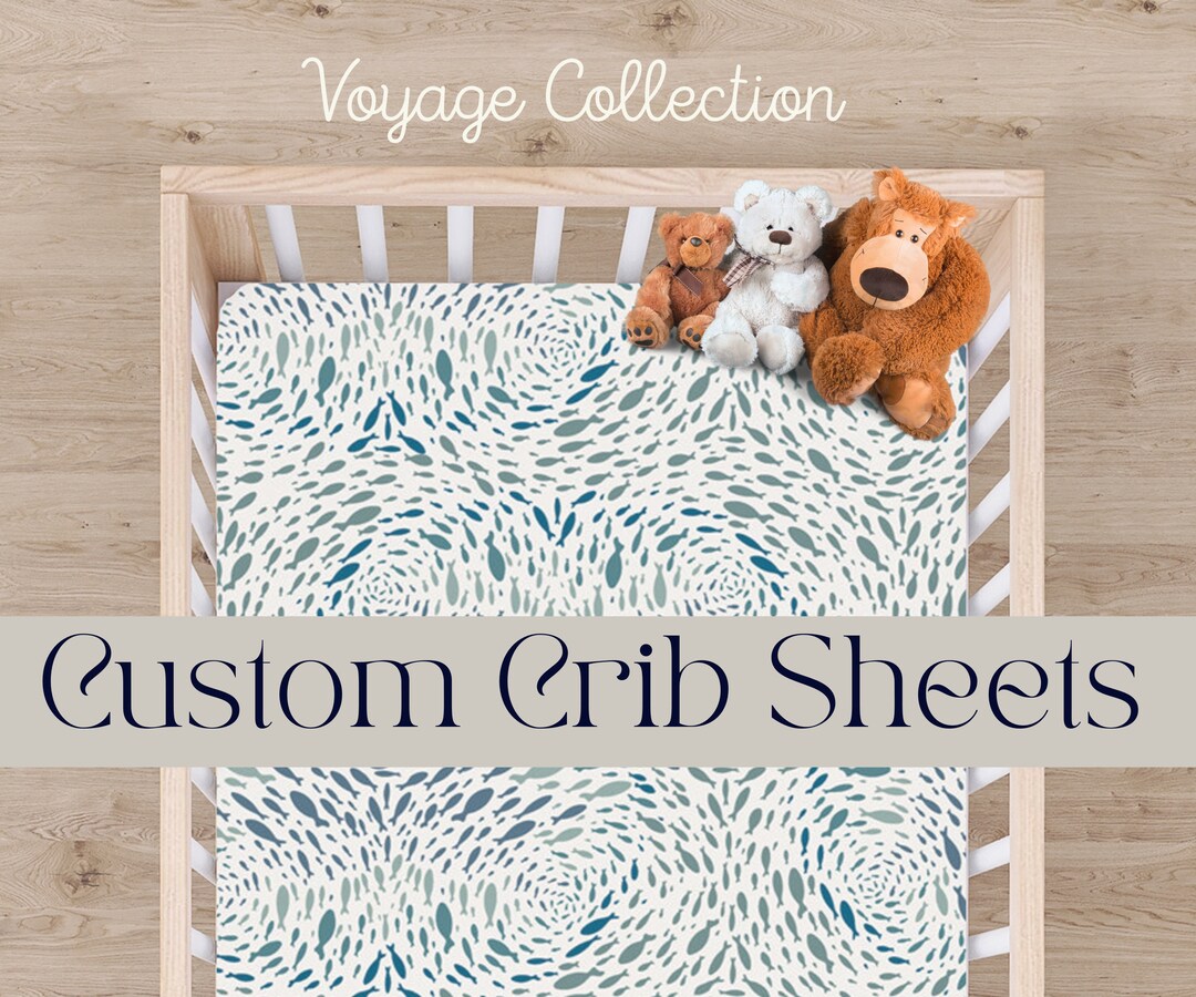 Boys Crib Sheet Mini Crib Changing Pad Covers Blue Aqua Teal Etsy