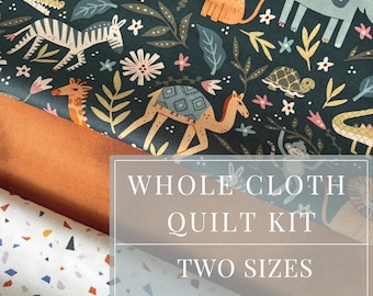 Zoo Animal Quilt Kit Whole Cloth Quilt Kit for Baby Shower Gift Quilt Piece Cottagecore Baby Quilt Kit Jungle Nursery Baby Toddler Quilt Kit