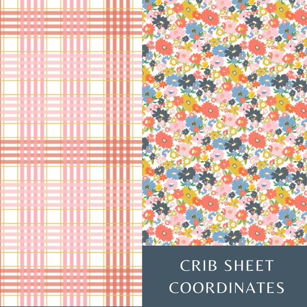 Ditsy Floral Crib Sheet Gift for Baby Shower Gift for Baby Girls Pretty Plaid Nursery Girl Pink Crib Sheet Set Baby Shower Gift for New Mom