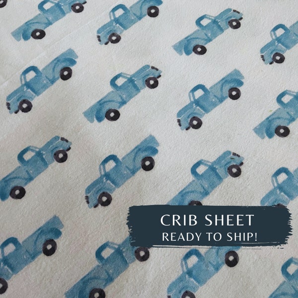 Truck Crib Sheet for Baby Shower Gift Blue Boy Crib Sheet Farmhouse Bedding Crib Sheet Set Blue Girl Crib Sheet Transportation Theme Nursery