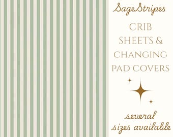 Sage Green Crib Sheet Stripe Changing Pad Cover Gender Neutral Bedding for Baby Nursery Nestig Wave Mini Sheet for Baby Shower Gift for Mama