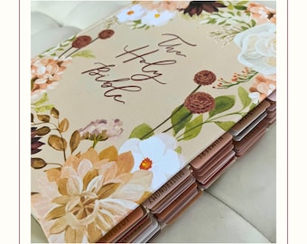 Hand Tabbed CSB Notetaking Bible by Hosanna Revival Bible for Journaling Gift Floral Themed Journaling Bible with Gold Metallic Tabs Gift