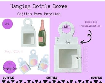 Hanging Party Favor Box, Caja para Botellas, Wine Bottle Box with window hanging