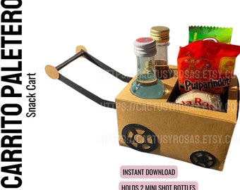 Carrito Paletero, Carrito para tragos de tequila, Archivo de corte SVG 3D, Tema de fiesta mexicana