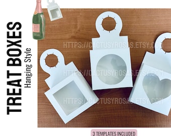 Caja colgante para regalos de fiesta, caja para botellas, caja para botellas de vino con ventana para colgar