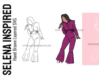 Archivo SVG, archivo de corte en capas inspirado en Selena, ícono de la música latina