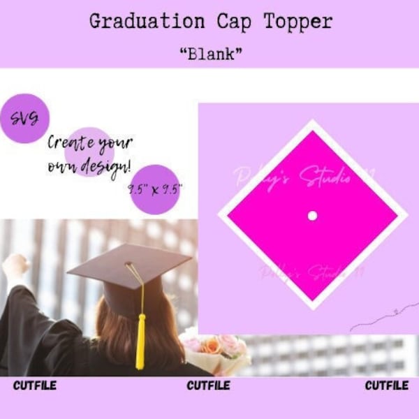 Blank Graduation Cap Topper SVG 9.5"x 9.5"