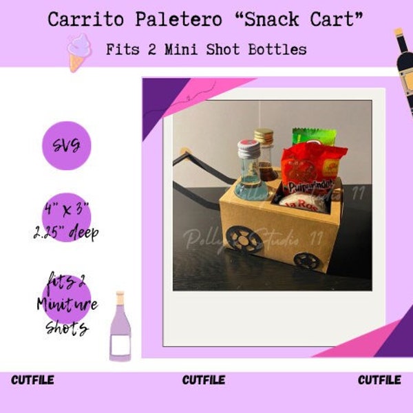Carrito Paletero, Tequila Shot Cart, 3D SVG Cut File, Mexican Party Theme