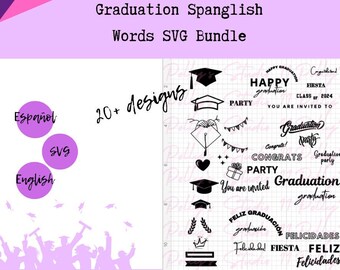 Graduation 2024 Word SVG Bundle, SVG Word Template, 2024 Grads, Spanish and English SVG