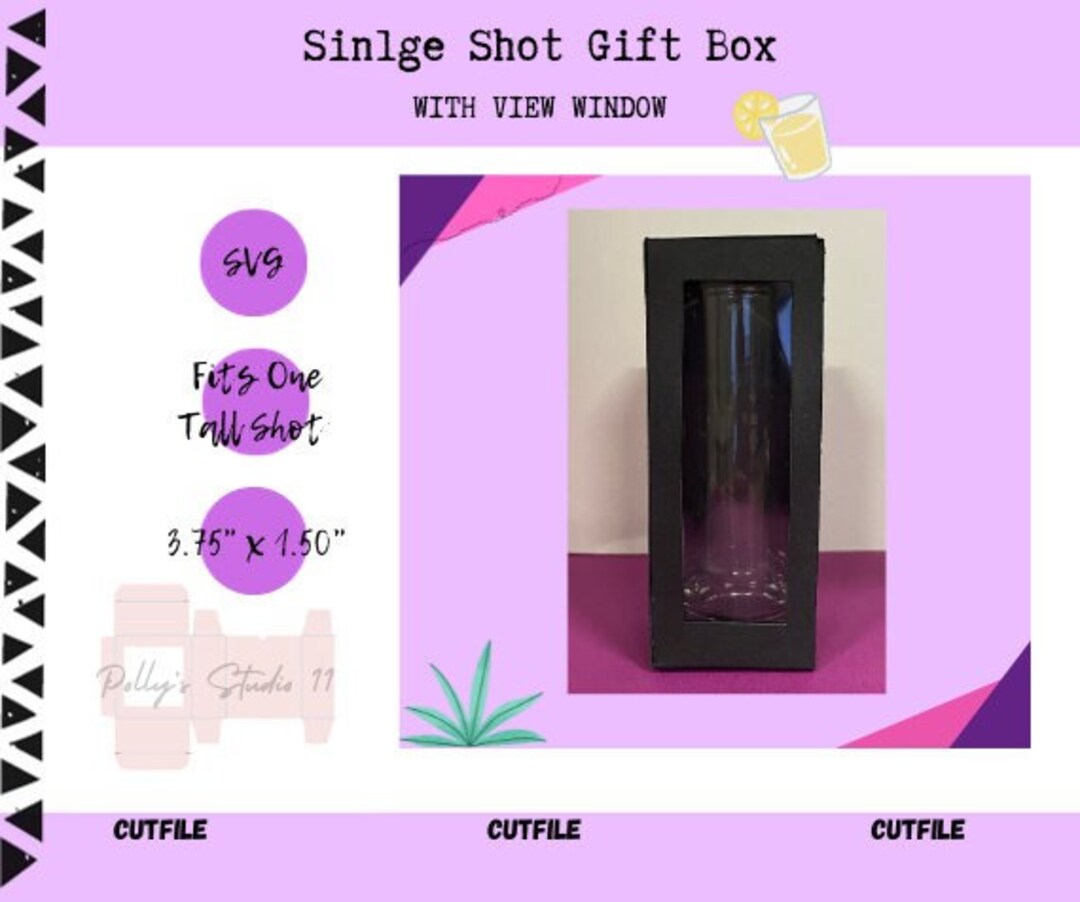 Single Shot Giftbox With View Window, 2oz Shot Glass Template SVG