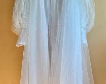 Pearl Tulle Dress - Puffy Off Shoulder great for Photoshoots, Bridal, Lingerie, Maternity Gown, Evening Gown, Baby Showers.