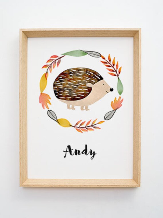 Affiche Aquarelle Personnalisée Hérisson