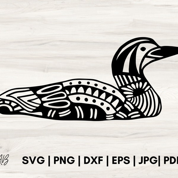 Loon with Abstract Fill/Mandala | svg-png-dxf-jpg-eps-pdf | Cricut-Silhouette-Adobe Illustrator and Photoshop | Vinyl Cut Print