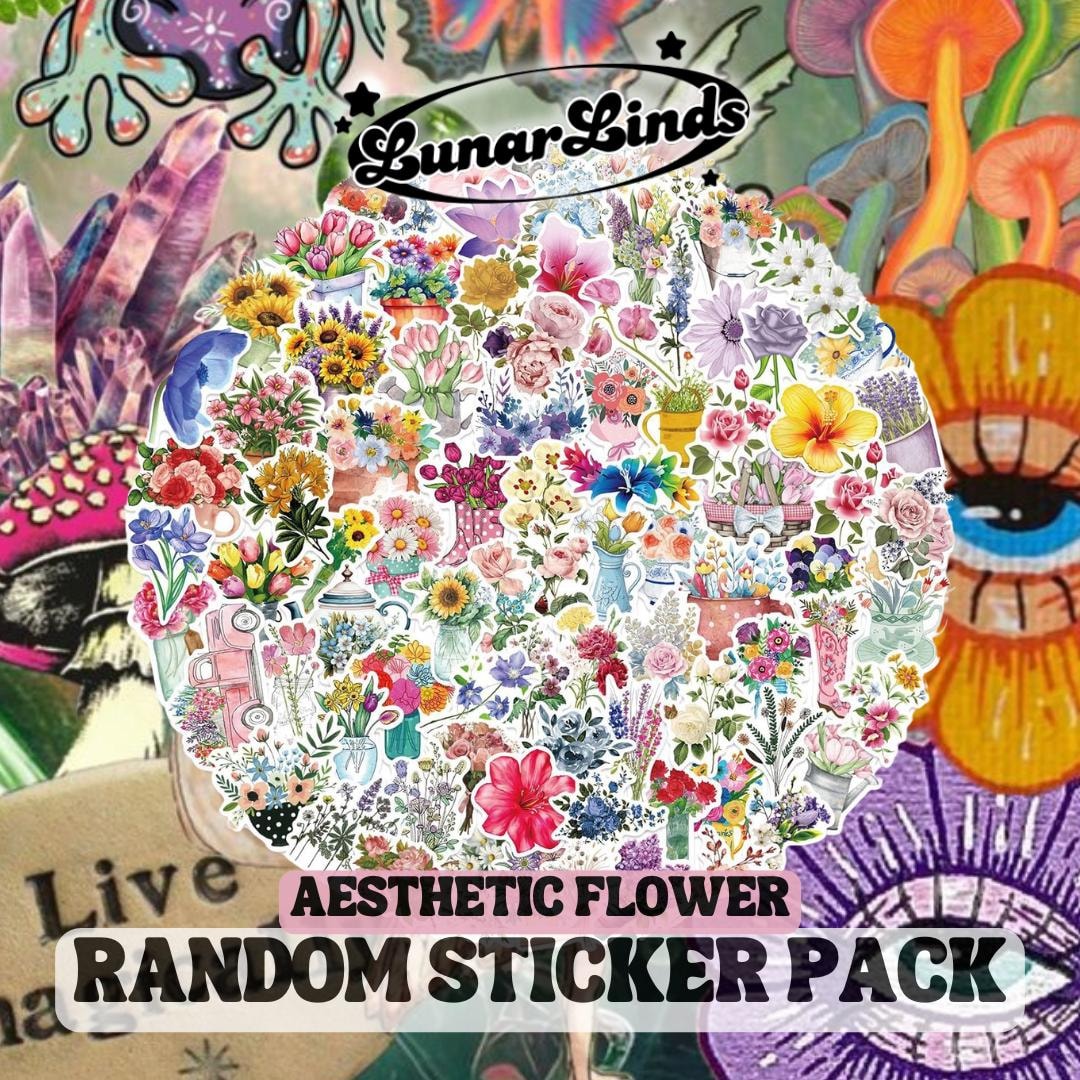 Aesthetic Flower Sticker Pack – Cute Laptop, Water Bottle, Notebook ...