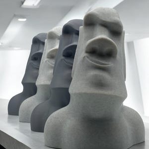 Moai Bust 3D Printed Art, Stonelook Statue — Easter Island Decor | Rapa Nui Sculpt, Moai Rapa Accent Display — Rock Art, Moai Tangata Figure