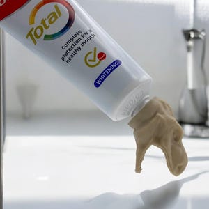 T-Rex Zahnpasta Topper für Colgate – Funny Dinosaur Toothpaste Cap – Lustiger 3D Aufsatz für Kinder – Dino Geschenk Idee