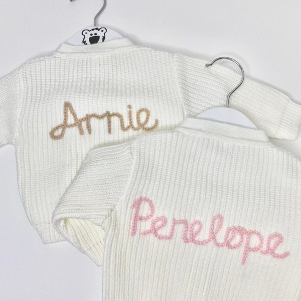 Personalised Baby Cardigan, Knitted Kids Jumper, Baby Shower Gift, Embroidered Cardigan With Name, Personalised Sweater, Baby Gift